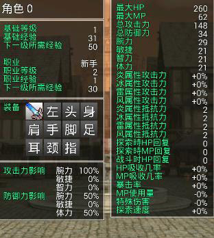 角色状态界面