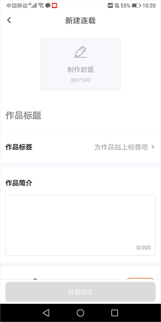 作品信息填写界面
