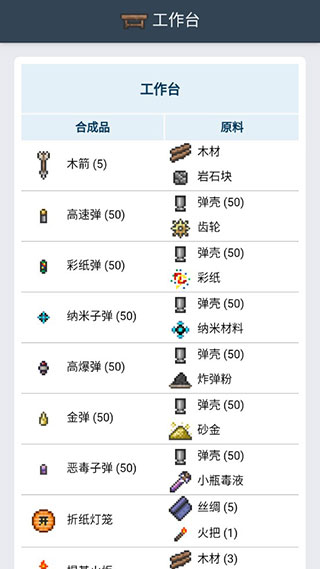 泰拉瑞亚合成表手机版中文版截图1