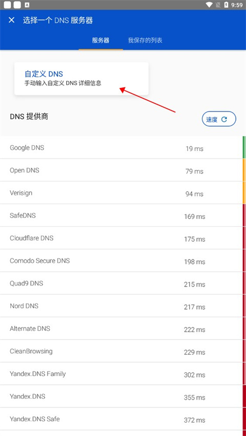自定义DNS界面