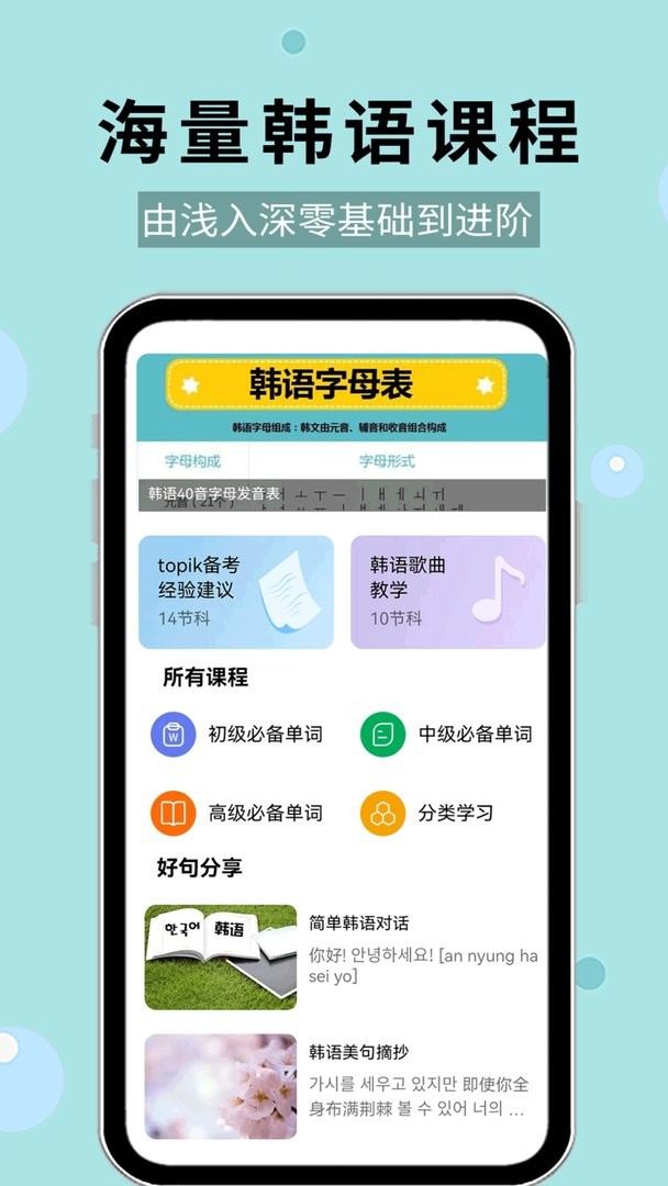 韩语40音app截图3